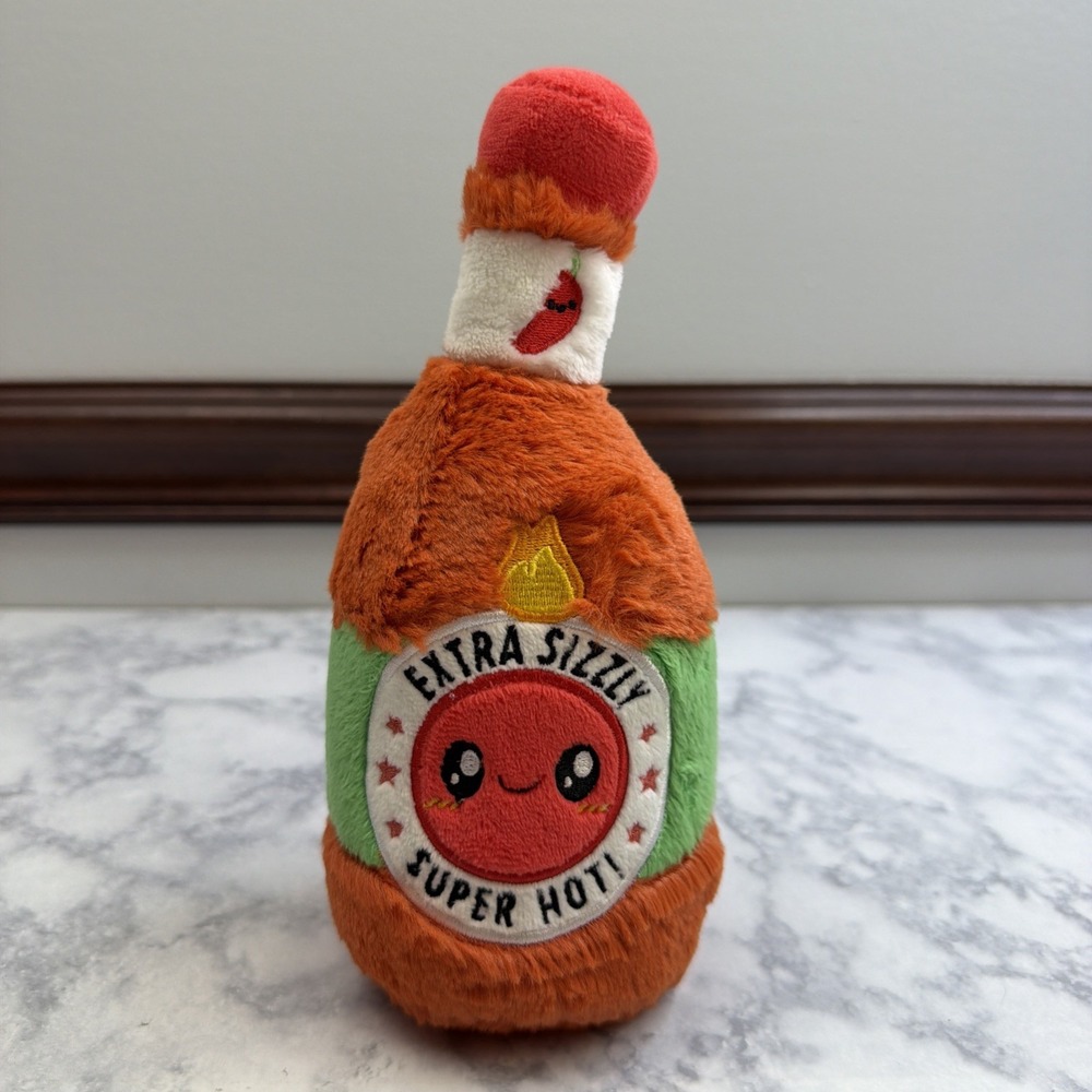 SQUISHABLE Extra Sizzly Super Hot Sauce Plush Bottle Soft Stuffed Toy Orange